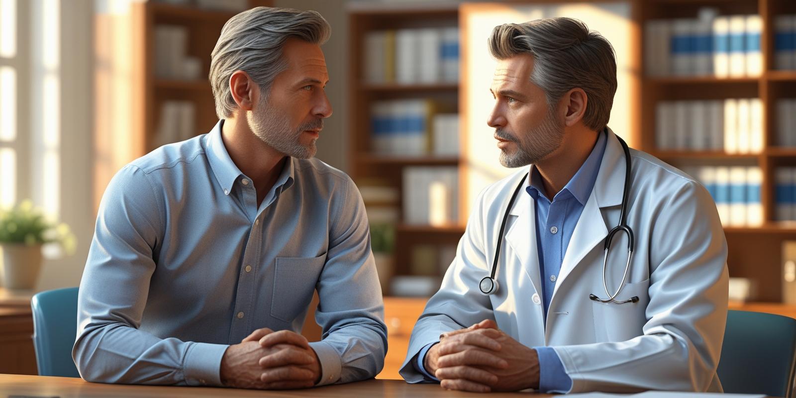 Man taking control of his health by reading a wellness book and exploring natural alternatives.